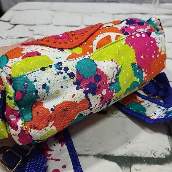 Peace Of Cake Backpack Multi Color Hippie Book Bag - Picture 7 of 11